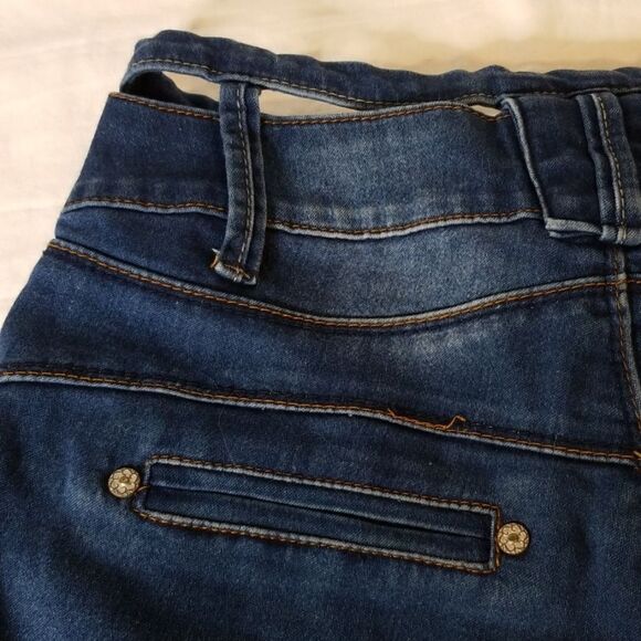 Blue Denim Shorts with Cheetah Print Accents - Picture 6 of 8